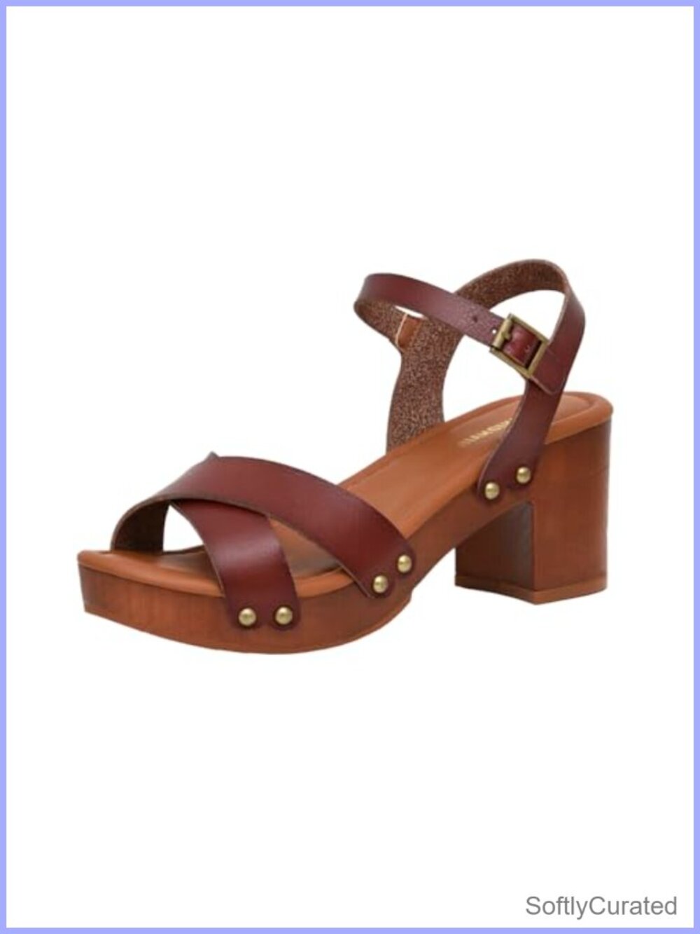 Faux Leather Platform Heeled Sandals Ankle Strap Comfortable Women's Dress